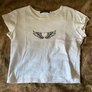 Brandy Melville crop top with heart and wings